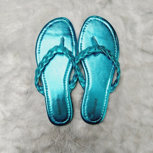 New Bundle of 3 Abound/J. Campbell Blue/Pink/Cream Metallic Braided Sandal S106 - Picture 8 of 12